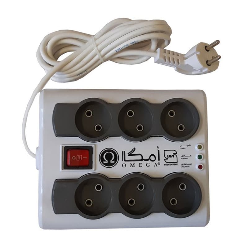 محافظ برق امگا ۶ خانه مدل P-6000 با کابل ۳ متری