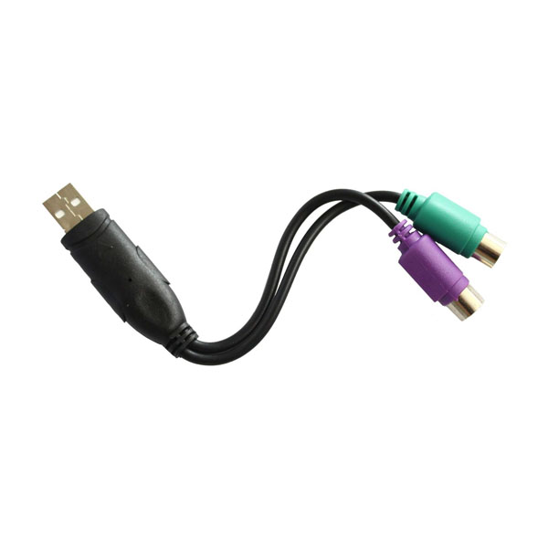 کانکتور USB-A نری و بدنه تبدیل USB به دو PS/2 برددار