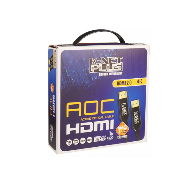 کابل HDMI ورژن 2.0 کی‌نت پلاس مدل KP-CHAOC250 طول 25 متر (AOC)