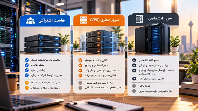 مقایسه هاست اشتراکی و سرور مجازی و اختصاصی